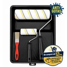 tura 5Pçs Alto Padrão Qualidade Rolos 23cm/9cm Lã Microfibra  C/ Suporte, Bandeja e Trincha