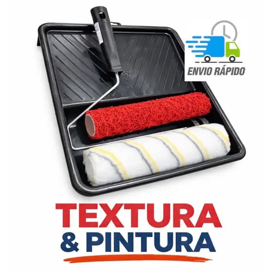 Kit Rolo Textura Cabelo de Anjo 23cm Exportação + Rolo de Lã Polipop 23cm + Bandeja Grande e Suporte