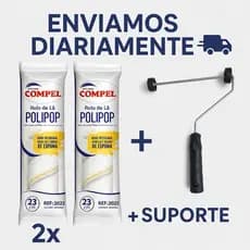 2 Rolo de Pintura de Lã Polipop Não Respingo 10mmx23cm + 1 Suporte de Pressão