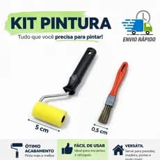 Kit P/ Pintura Mini C/ Rolo de Espuma Poliéster 5cm e Trincha de "1/2" Polegadas Ideal Pequenos Reparos