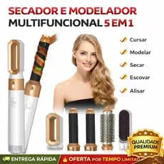 Escova Secadora 5 em 1 Modeladora Profissional Alisadora de Cabelo
