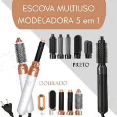Escova Secadora e Alisadora  De Cabelos Profissional 5 Em 1 Modelador De Cachos Automático