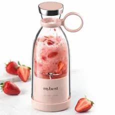 Garrafa de Água 2 em 1 com Mini Espremedor Portátil Recarregável 350ml – Liquidificador USB para Suco