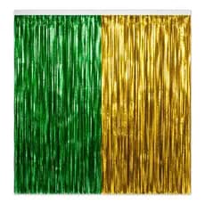 Kit Cortina Metalizada Verde e Amarelo Tema Copa Painel Festa Brasil 1x2m
