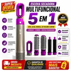 Secador de Cabelo Escova Quente 5 em 1 Rosa, Modelador Automático,  Escova Alisado.110v220v