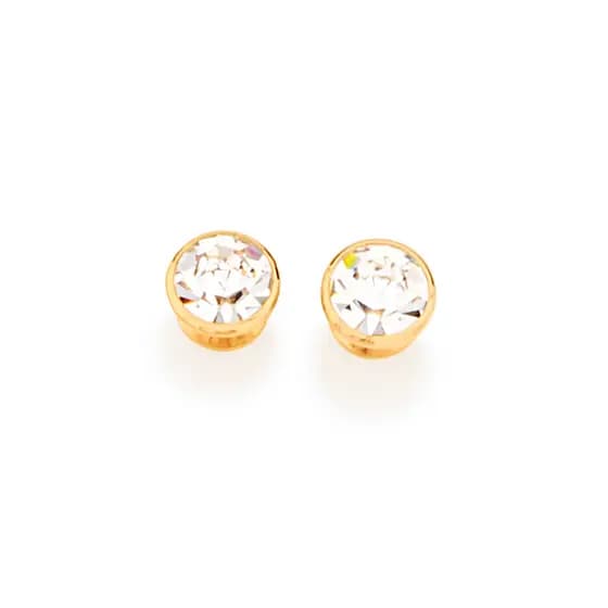 Brinco Solitário Cristal 5mm Folheado Ouro rommanel 523191 Cor Dourado