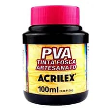 Tinta PVA Acrilex PRETO 520 100ML Com 6 Unidades