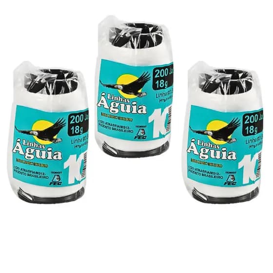 Linha 10 De Pipa Águia 100% Algodão 200 Jardas 3 Tubos 183m Branco