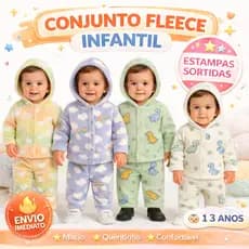 Conjunto Inverno Fleece Infantil Menina E Menino 1 A 3 Anos