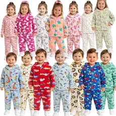 Kit 4 Peças Infantil Soft Meninas e Meninos 2 Conjuntos com Blusa com Capuz + Calça Tamanho 1 ao 3