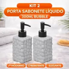 Kit 2 Porta Sabonete Líquido Bubble 300ml Lyor – Cerâmica CINZA