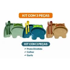 Kit Refeição Bebê Infantil 3 Peças C\ Divisória