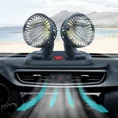 Ventilador de carro de duas cabeças ventilador elétrico 360 giratório vento ajustável com sinal de estacionamento Mini v