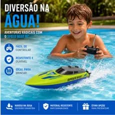Barco Controle Remoto Speed Boat Infantil Alta Velocidade Brinquedo Aquático RC com Controle para Crianças Diversão