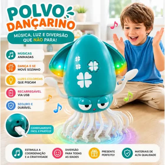 Polvo Dançante Elétrico para Crianças  | Brinquedo Anti-Stress com Sensor de Evitação de Obstáculos