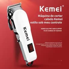 Kemei KM-809A  Cortador de Cabelo Branco Sem Fio com Alta Performance e Conforto Máquina de Cortar Cabelo Portátil 809A