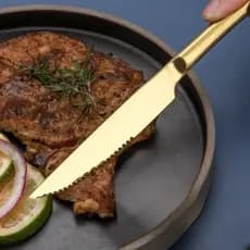 12 Pcs Faca de Bife de com Cabo Dourado, Perfeita para Cozinha Ocidental