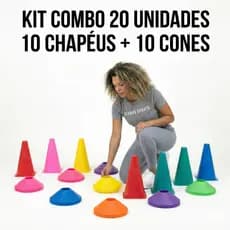 Kit de Treino Explosão Velocidade 10 Cones de Agilidade + 10 Chapeu Chines Multiplo Esportes