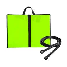 Colchonete Dobrável D50 Maleta + Corda de Pular Musculação Fitness Treino Academia Em Casa Verde