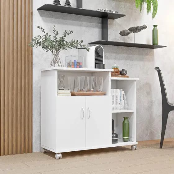 Armário Organizador 2 Portas e Suporte Microondas