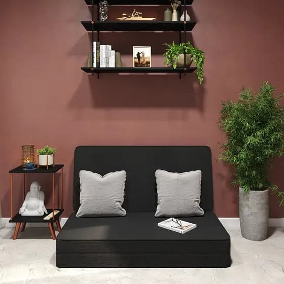 Colchão Dobrável Casal 3 em 1 Preto – Sofá, Cama e Conforto em Um Só Produto, Ideal Espaços Pequenos