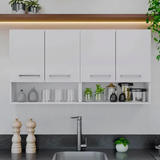 Armário De Cozinha Completo 3 ou 4 Portas Compacta Suspensa Organizador Multiuso