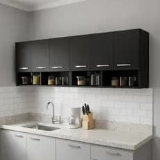 Kit 2 Armários Aéreos Cozinha Moderna 6 Portas Nicho Decorativo Suspenso Modulado Premium Bonatto