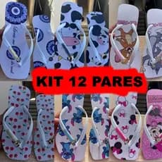Kit Chinelos Quadrados Moda Verão - 12 Pares