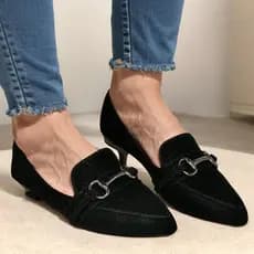 Sapatilha Feminina Bico Fino Rasteirinha Mocassim Feminino Rasteiras Preta Sandália Casual Sapato Feminino Preto Confort
