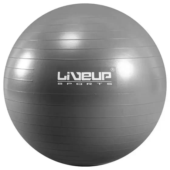 Bola Suíça 65cm Cinza Liveup Pilates Gym Treino Funcional