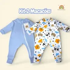 2 Macacões De Bebê Menino Estampado Super Confortavel Com Vira Pé e Ziper