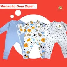 Kit 3 Macacoes De Bebe Menino Com Zíper e Vira Pé Maryah Baby Macio e Pratico
