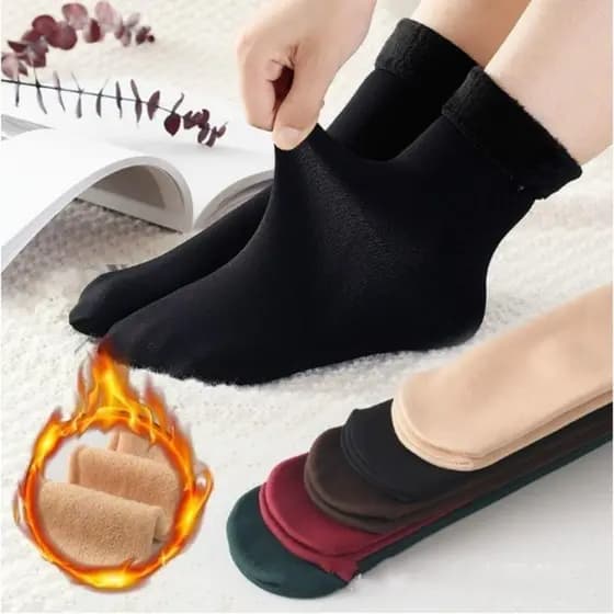 kit 3-6-12 Pares Meia Termica Feminina Cano alto de Lã Grossa Peluciada Meia de Inverno