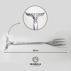 garfo tridente de aluminio para churrasco cara de boi