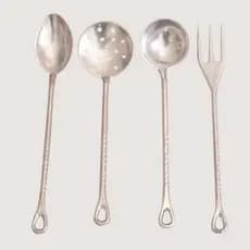 colher kit 4 colheres garfo escumadeira concha colher - armário cozinha