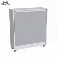 mini armário de cozinha com 2 Portas e Divisória em MDF – Envio Montado, 100% MDF – 80x70x20 portas cinza kit rodinhas