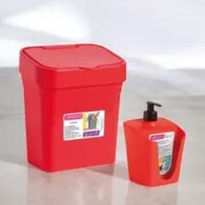 Kit Lixeira de Pia 2,8 Litros com Tampa + Porta Detergente Dispenser para Cozinha Multiuso