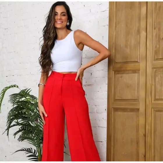 calça pantalona lisa alfaiataria prêmio super leve costura premium