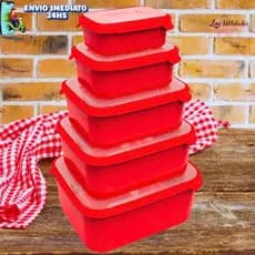 Kit Completo para Sua Cozinha: 5 Potes Retangulares Multiuso com Tampa Emborrachada — 500ml a 5L