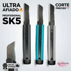 Estilete Profissional 18MM ABS 2 Lâminas SK5 Ultra Cortante Retrátil 1, 2 ou 3 Unidades