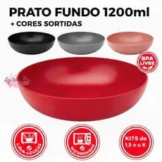 Prato Fundo Plástico 1200ml | Colorido Sem BPA | Cozinha e Dia a Dia