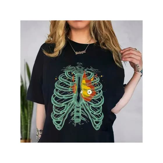 Camiseta Básica Feminina Algodão Calcifer A heart's A Heavy Burden