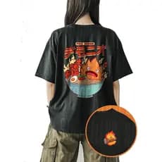 Camiseta Calcifer 100% Algodão Animação O Castelo Animado Blusa Unissex Estampa Dupla frente Costas Studio