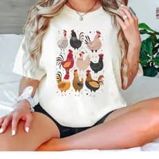 Camiseta Vintage para Amantes de Galinhas Vida na Fazenda Mãe de Fofa Gráficas em Cores Confortáveis