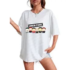 Camiseta Unissex Linkin Park Banda Versão Cartoon Desenho