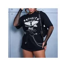malha premium T-Shirt Estampada College Brooklin streetwear branca feminina manga curta blusas