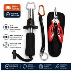 Kit 3 Peças Alicate de Pesca Multifuncional – Inclui Pegador de Peixe e Capa
