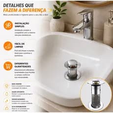 Ralo com Filtros De Drenagem / Válvula Pop-up Universal para Pia – Filtro Antiodor e Antientupimento /
