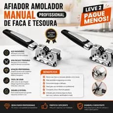 Kit 2 peças Afiador Amolador Manual Faca Tesoura Aço Inox Cozinha Profissional  Amolador de Faca Afiador
