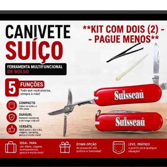 Canivete Suiço Ferramenta Multifuncional de Bolso com Chaveiro - 5 Funções segurança e praticidade